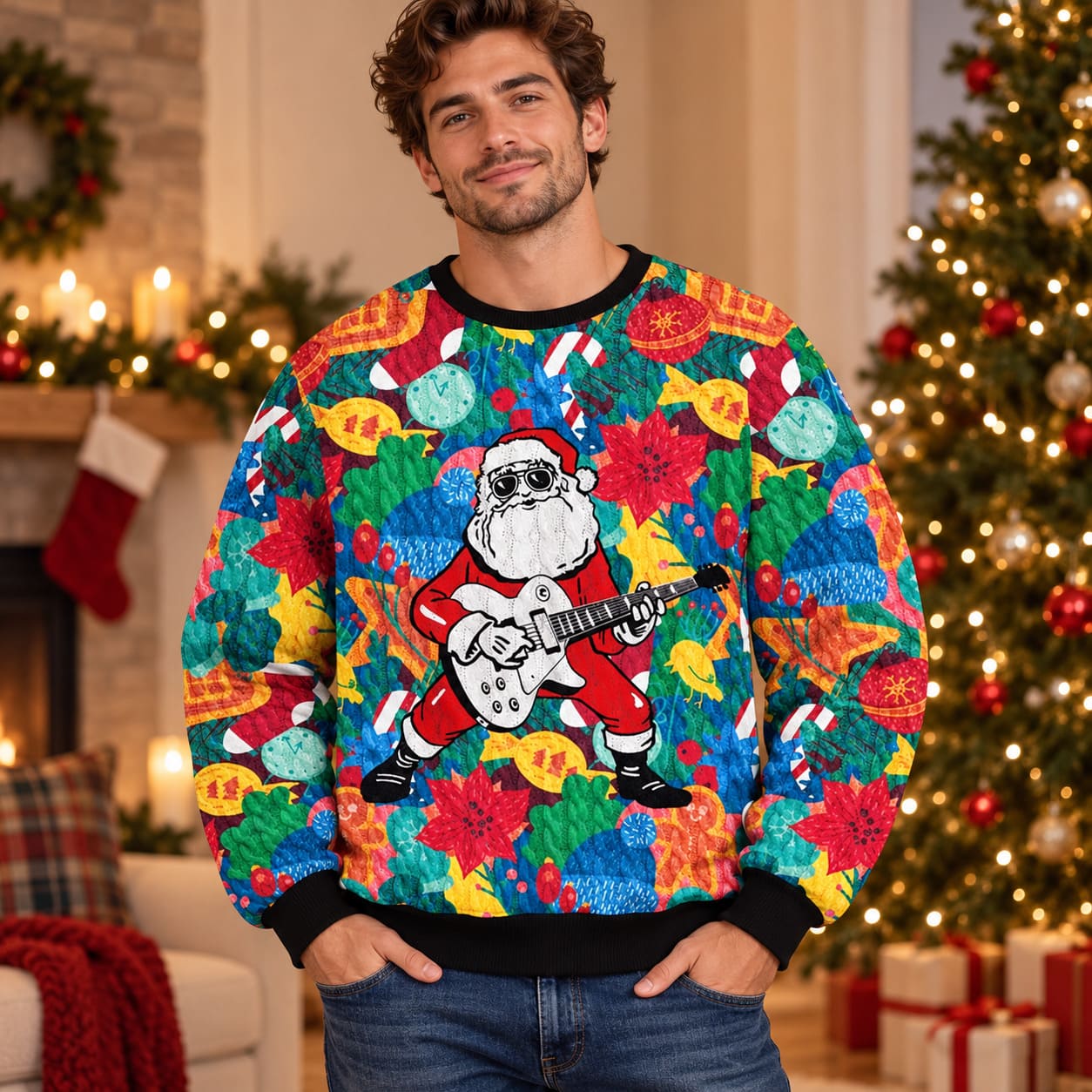 Pull Père Noel Rockeur