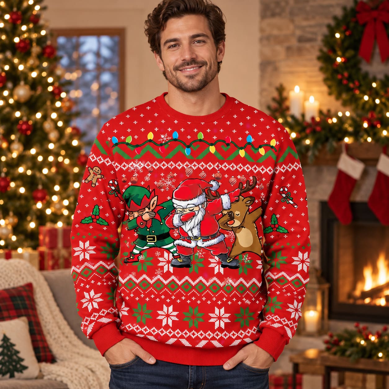 Pull Père Noel qui Dab