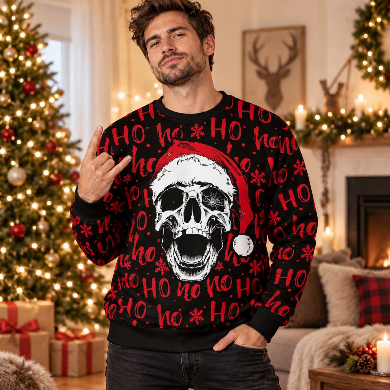 Pull Tête de Mort de Noel