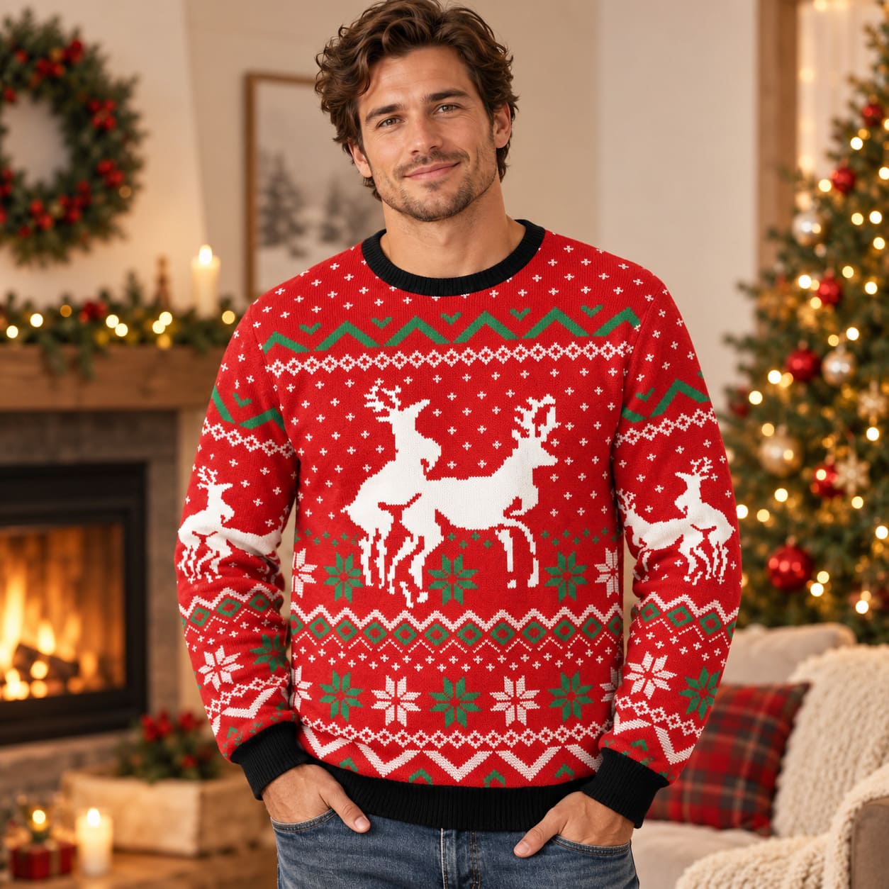 Pull de Noel Cerf Enfourneur
