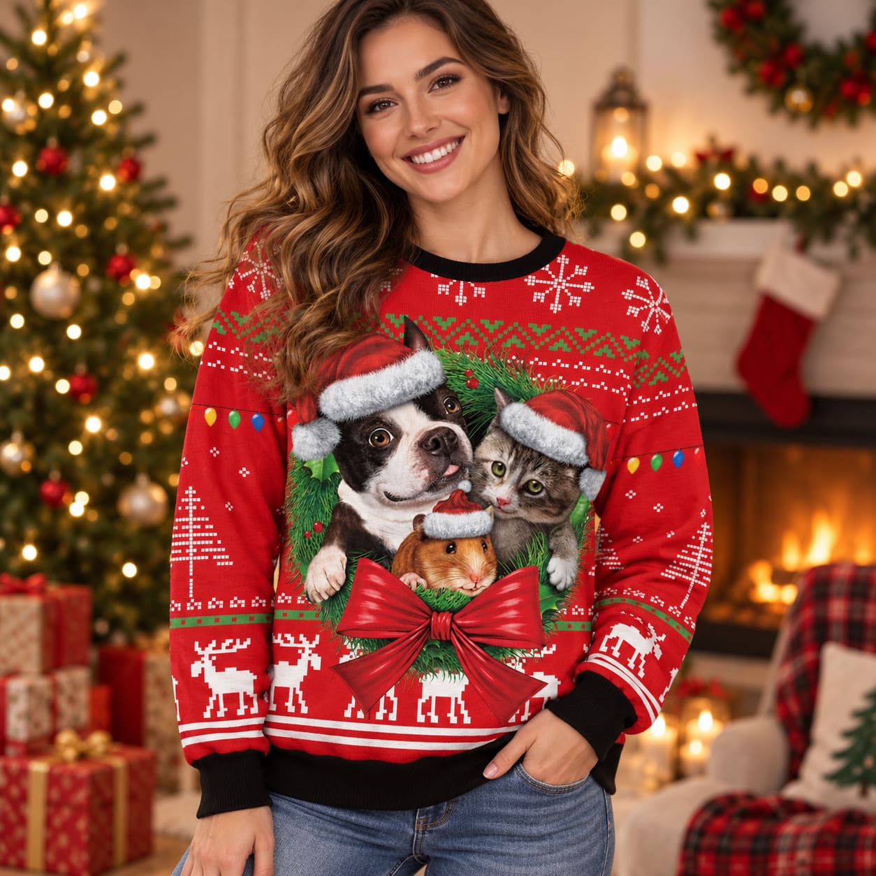 Pull de Noel Chien, Chat et Hamster