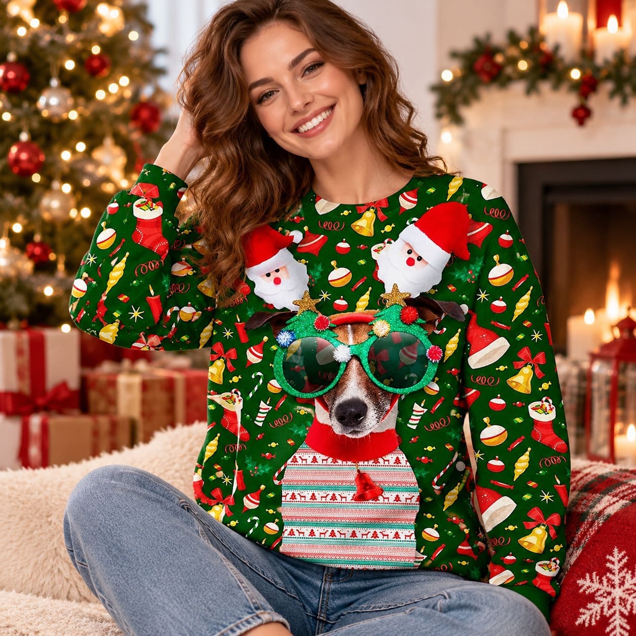 Pull de Noel Chien Fantaisiste