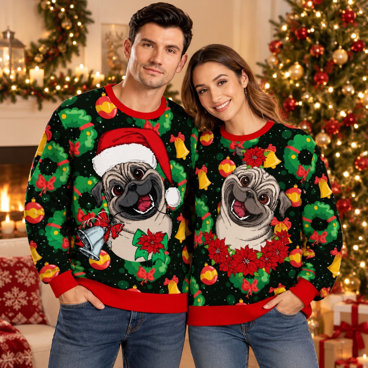 Pull de Noel Double Chien