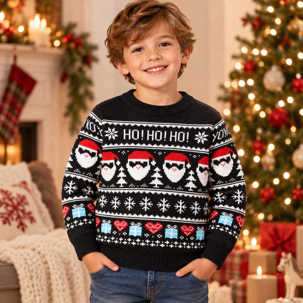 Pull de Noel Enfant Ho Ho Ho