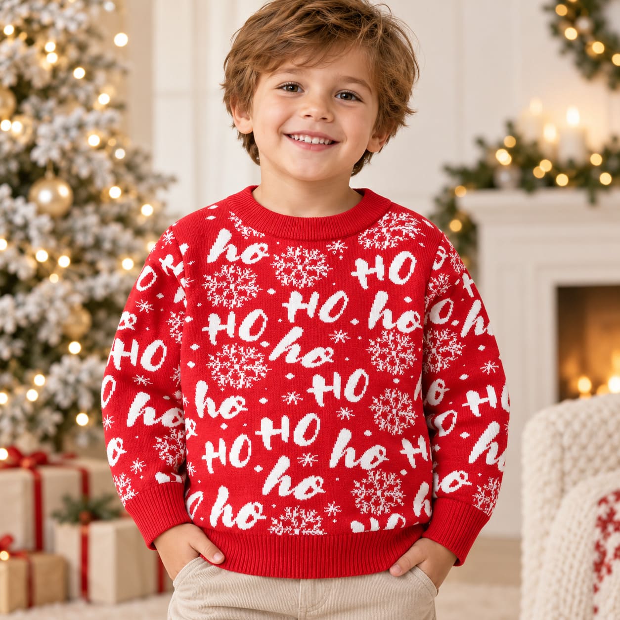 Pull de Noel Garçon Rouge
