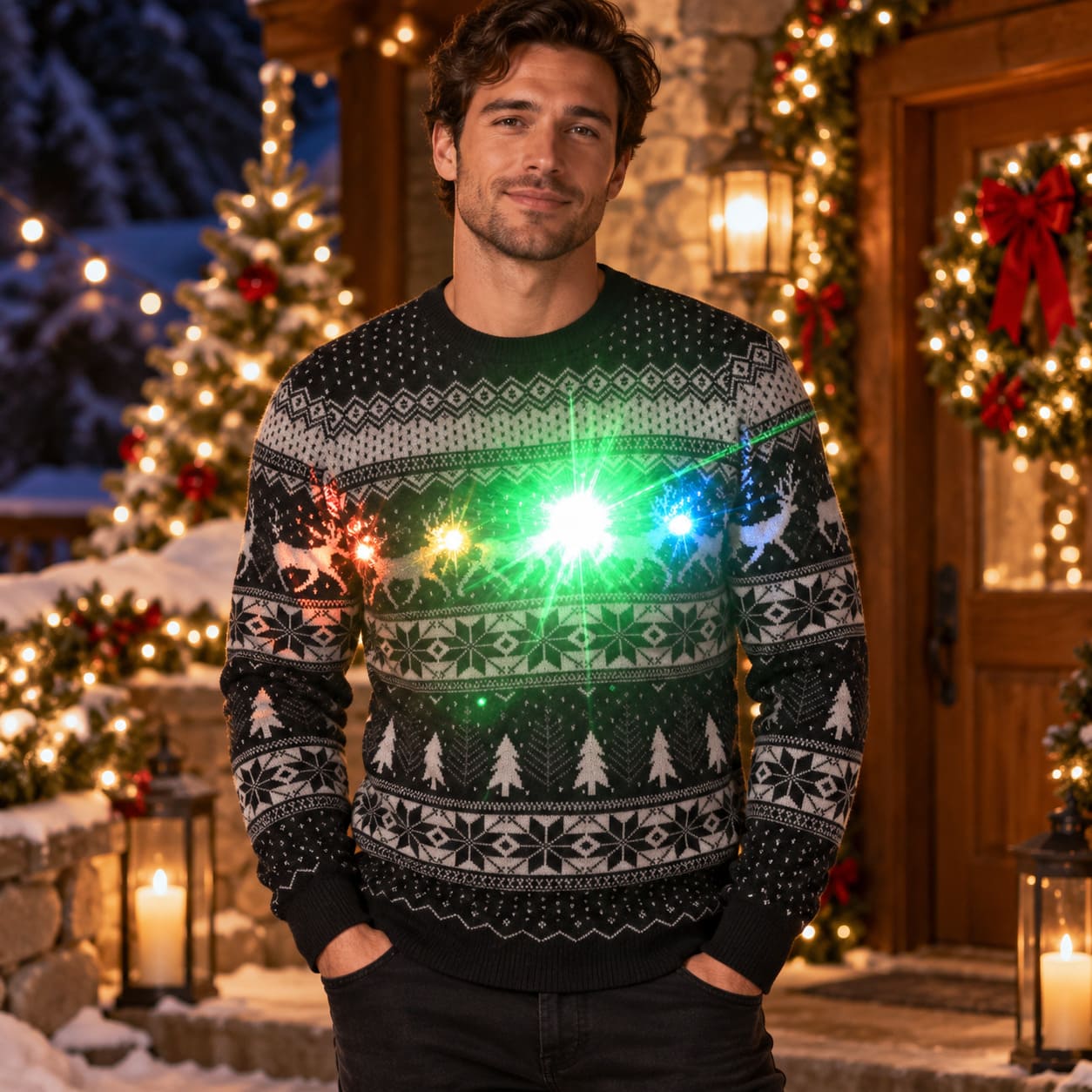 Pull de Noel Homme Lumineux