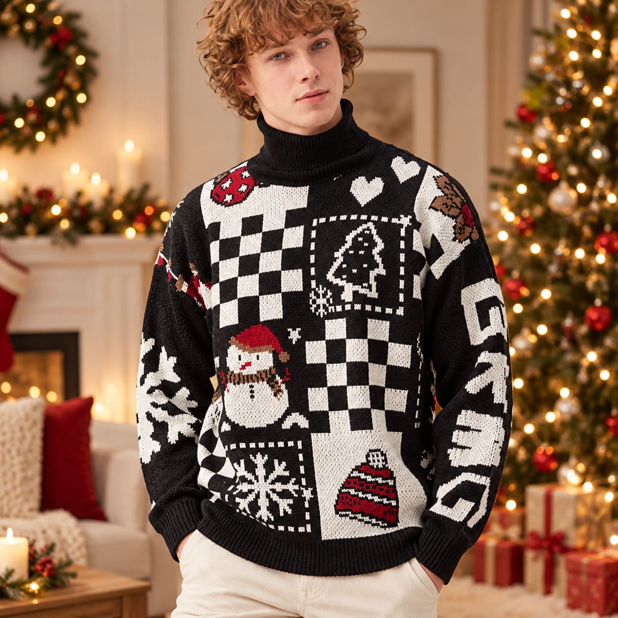 Pull de Noel Noir et Blanc