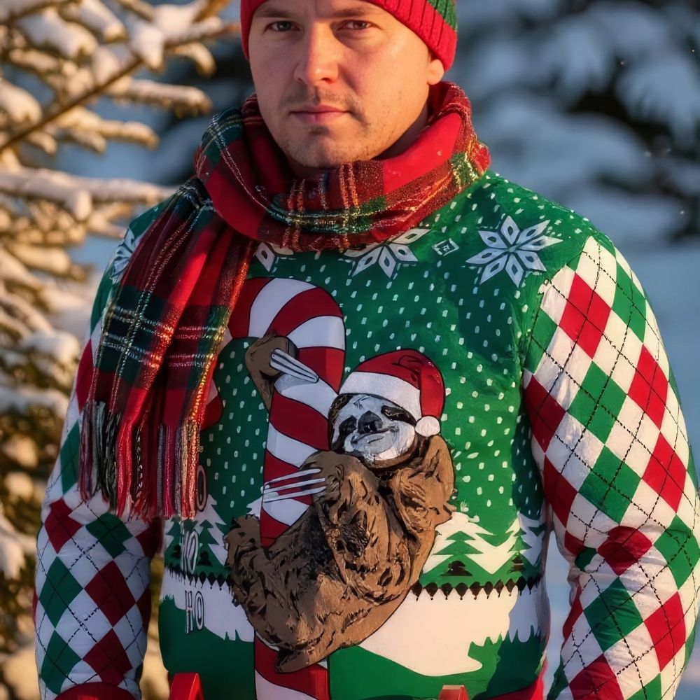 Sweatshirt "Réveille-moi Quand C'est Noël" Avec Paresseuse - Drôle Et Confortable Pour Les Fêtes